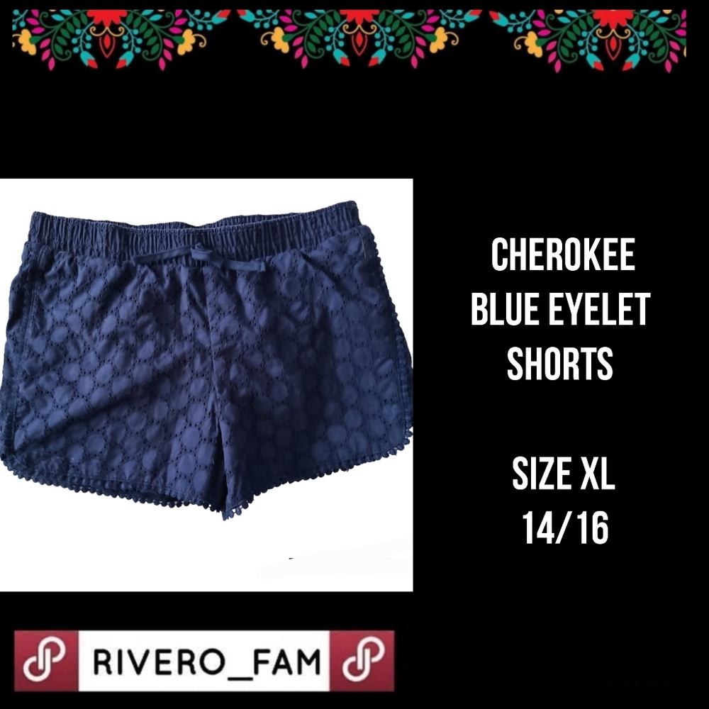 CHEROKEE| BLUE EYELET SHORTS|